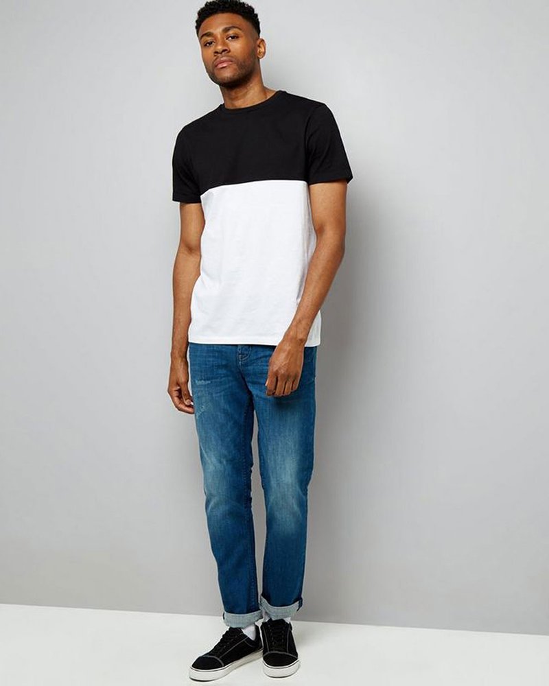 Black-Colour-Block-T-Shirt-R-13427