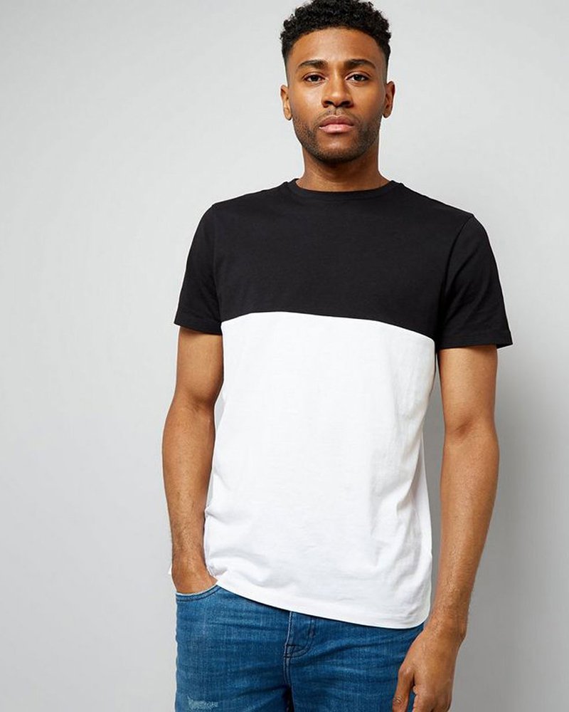 Black-Colour-Block-T-Shirt-R-13427
