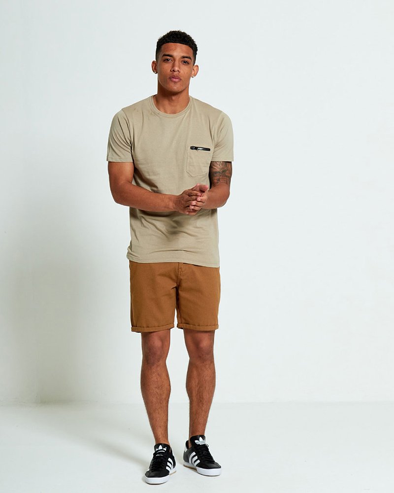 BEIGE ZIP POCKET T SHIRT - Image 2