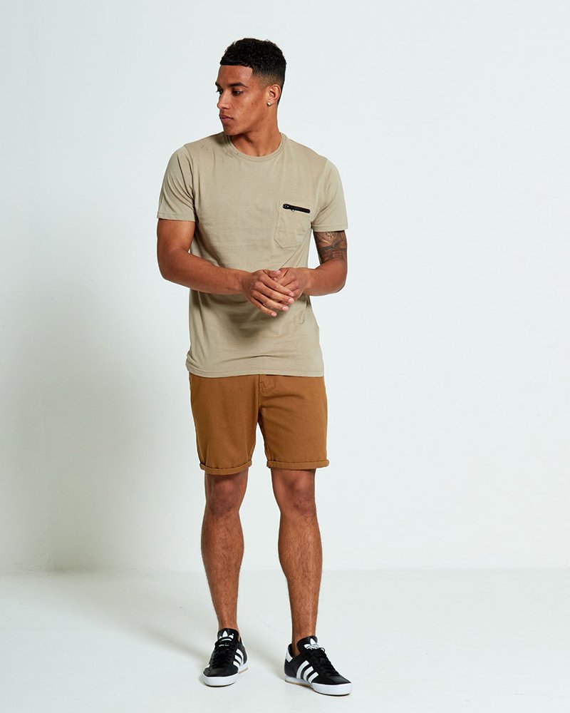 BEIGE ZIP POCKET T SHIRT - Image 3