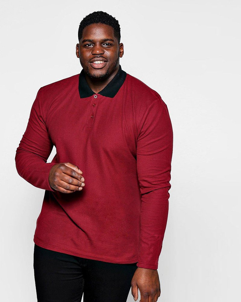 Big-And-Tall-Burgundy-Pique-Polo-Contrast-Rib