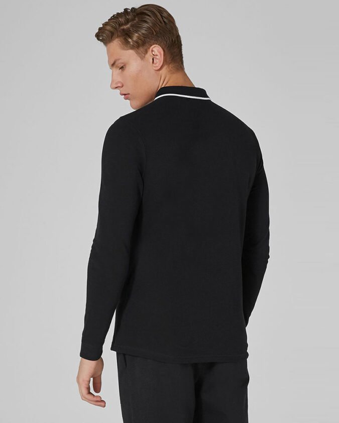 Black-Long-Sleeve-Muscle-Polo