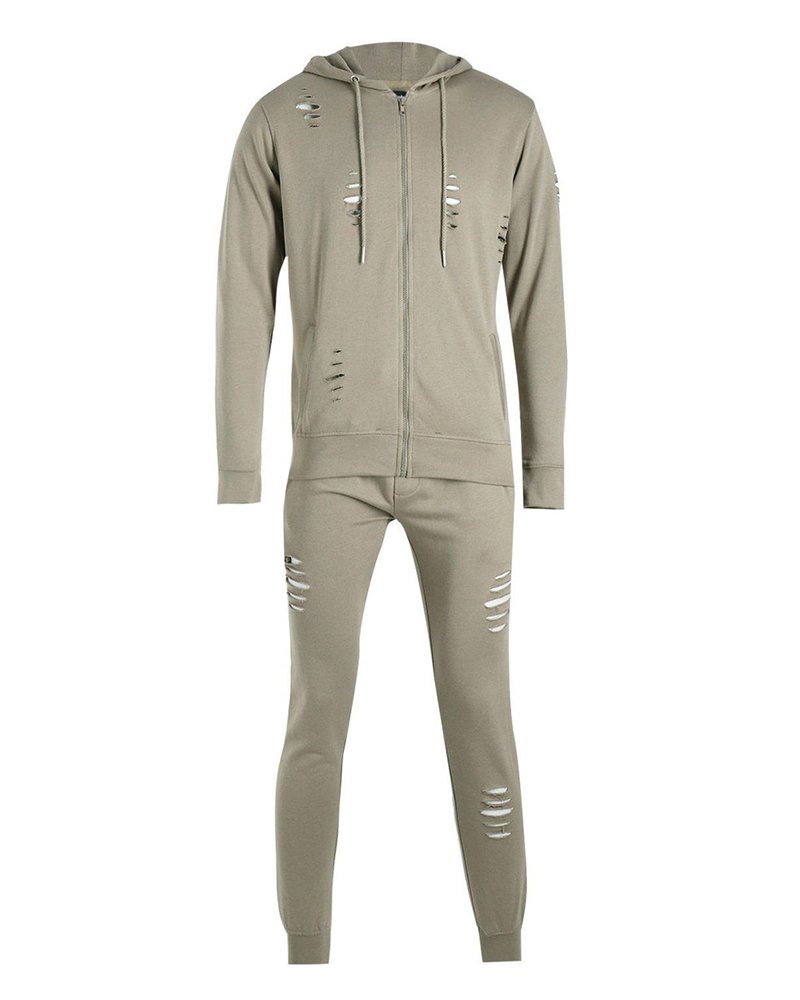Destroyed Skinny Fit Hooded Tracksuit - Image 3