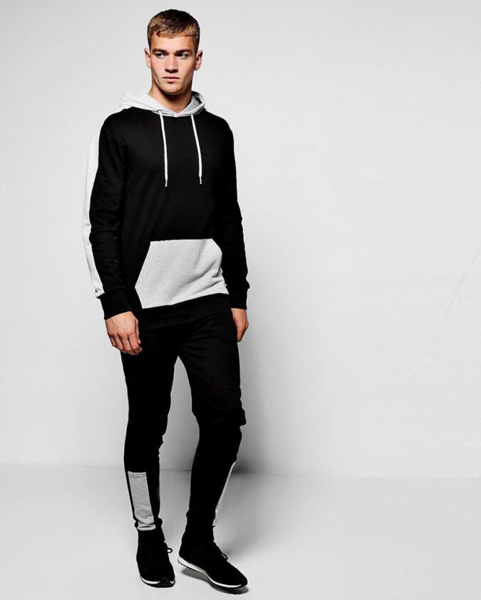 Fabric-Block-Hooded-Skinny-Fit-Tracksuit
