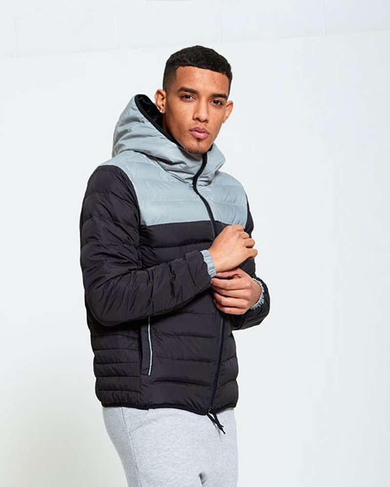 BLACK BUBBLE COAT WITH GREY REFLECTIVE PANEL - Image 3