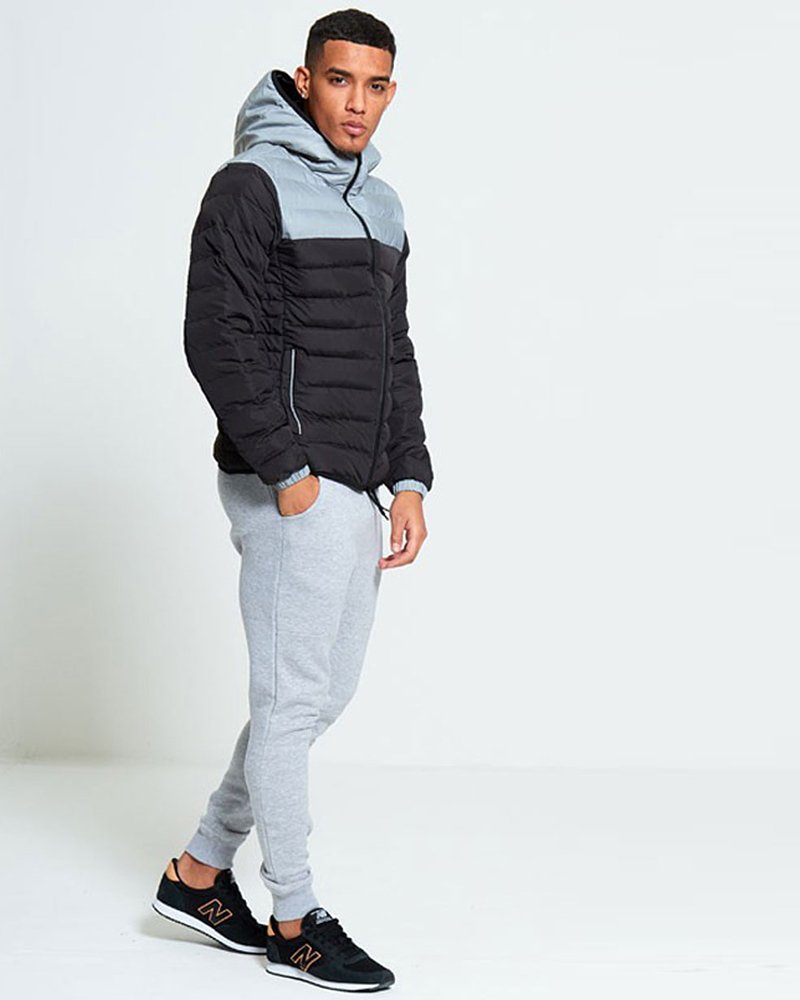 BLACK BUBBLE COAT WITH GREY REFLECTIVE PANEL - Image 5
