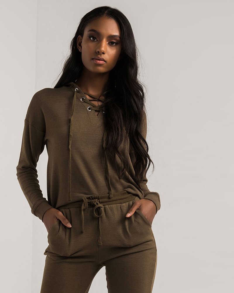 BOLD AMBITION LACE UP HOODIE - Image 3