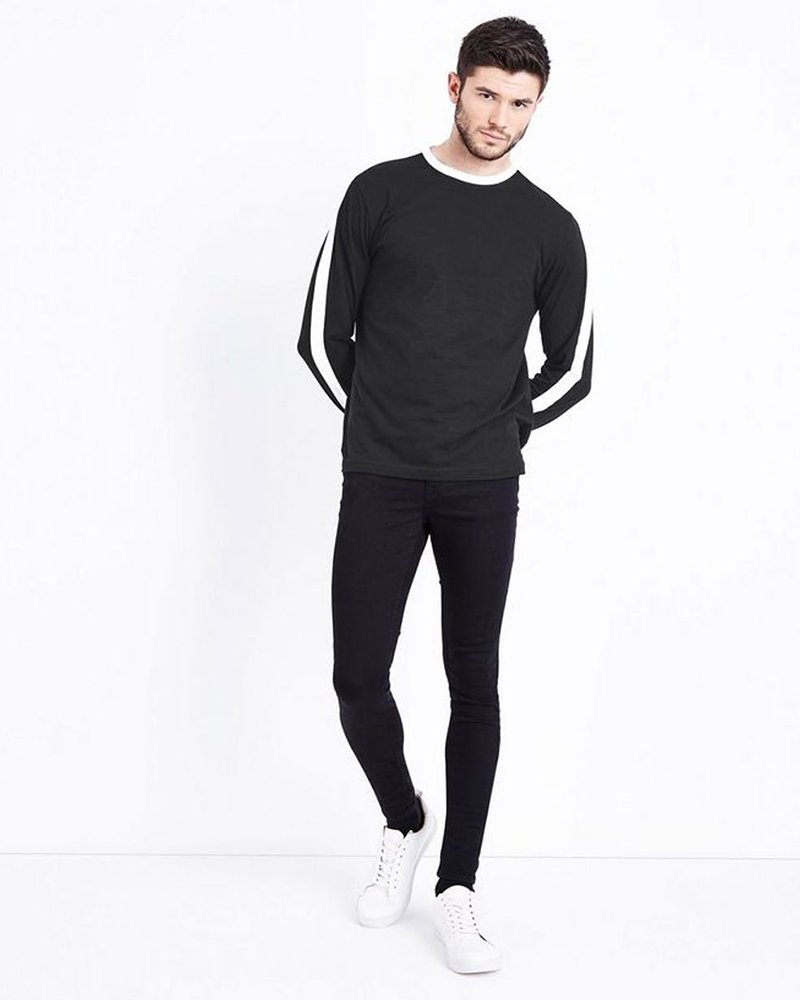 Black Stripe Side Long Sleeve T-Shirt - Image 3
