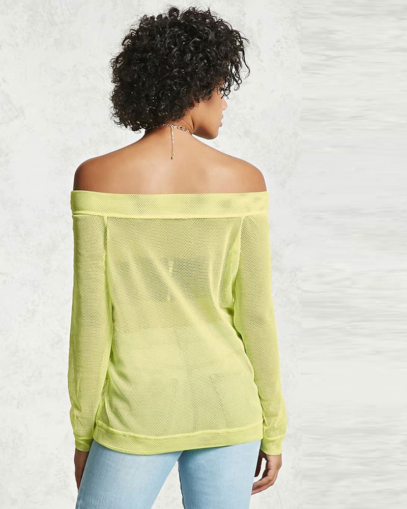 Boat Neck Sheer Mesh Hoodie - Image 2