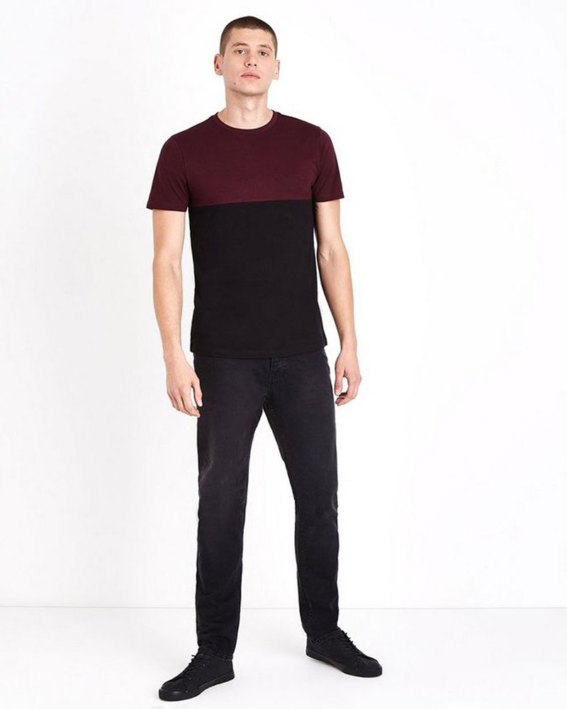 Burgundy Contrast Block T-Shirt - Image 3