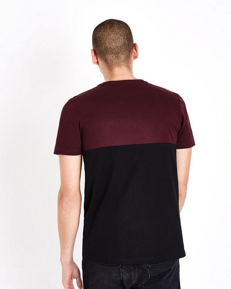 Burgundy Contrast Block T-Shirt - Image 2