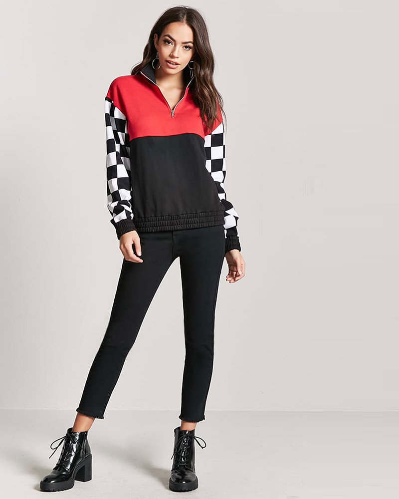 Checkered Colorblock Sweatshirt - Image 4