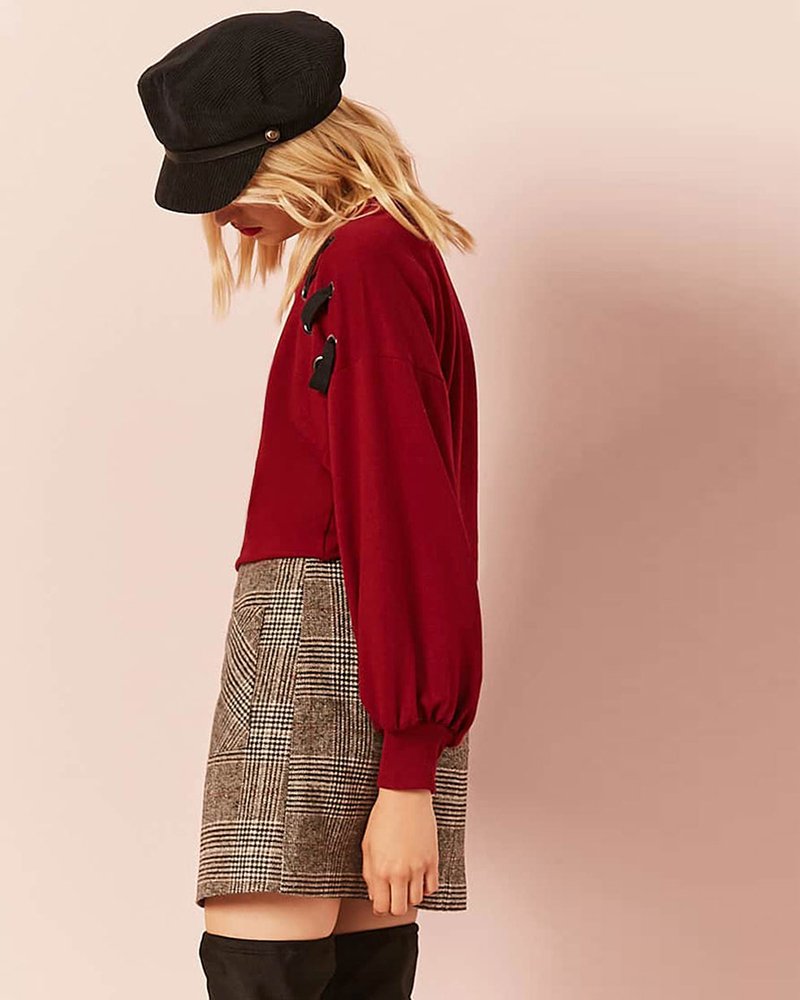 Cropped Lace Up Sweatshirt - Image 3