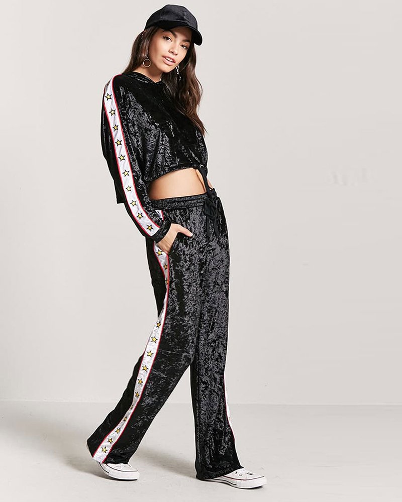 Crushed Velvet Star Stripe Track Hoodie - Image 4
