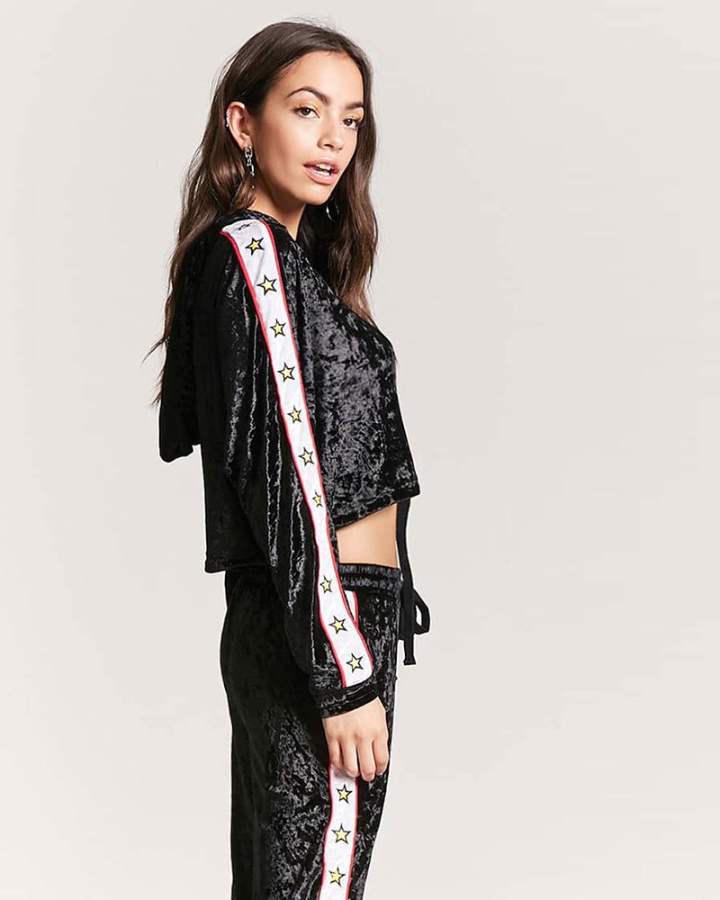 Crushed Velvet Star Stripe Track Hoodie - Image 3