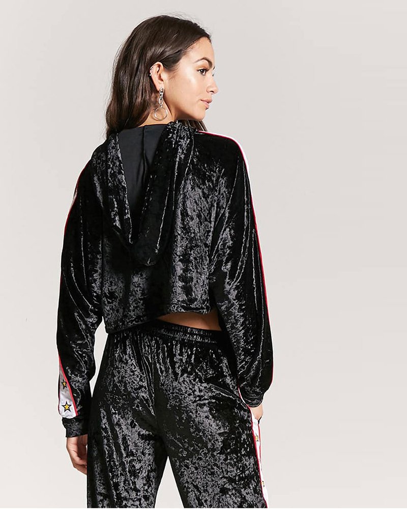 Crushed Velvet Star Stripe Track Hoodie - Image 2