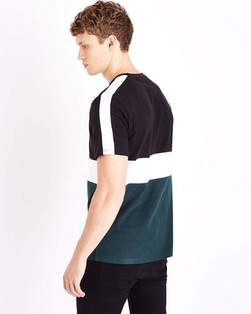 Dark Green Colour Block T-Shirt - Image 2