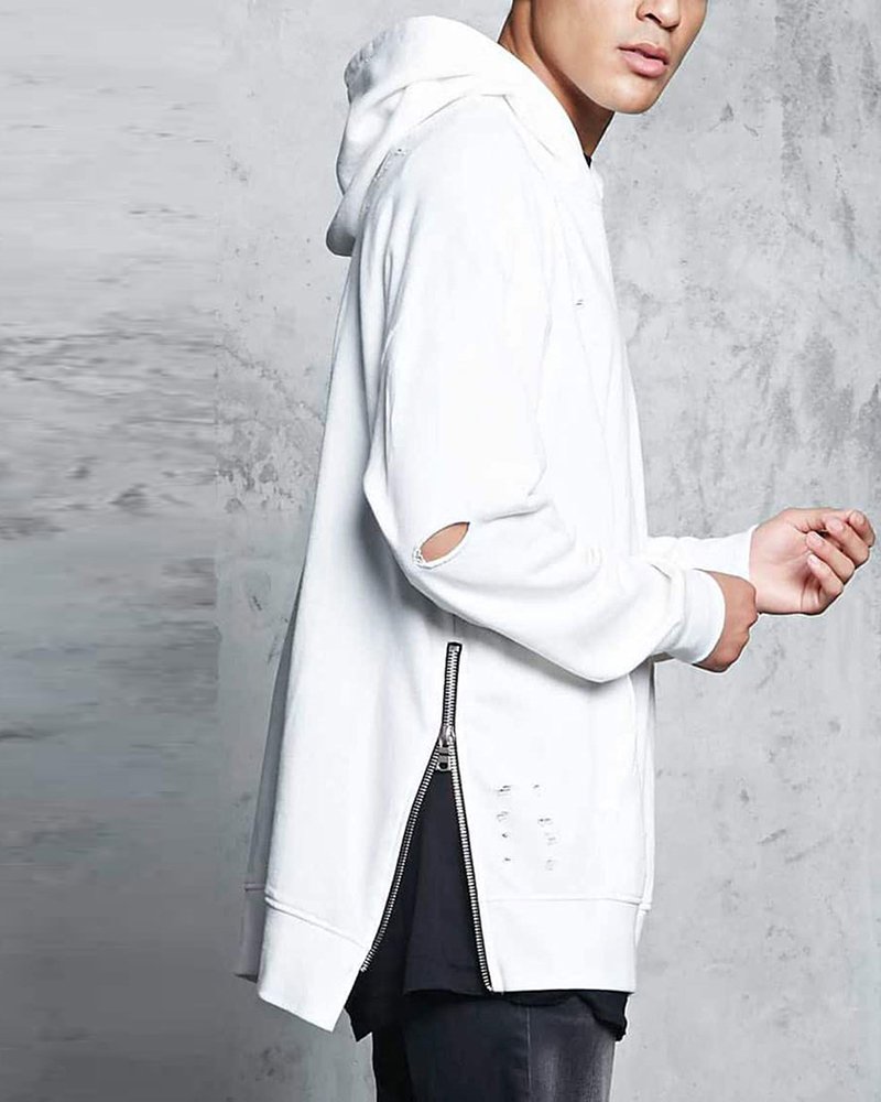 Distressed Zip Hem Hoodie - Image 4