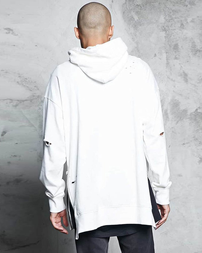Distressed Zip Hem Hoodie - Image 2