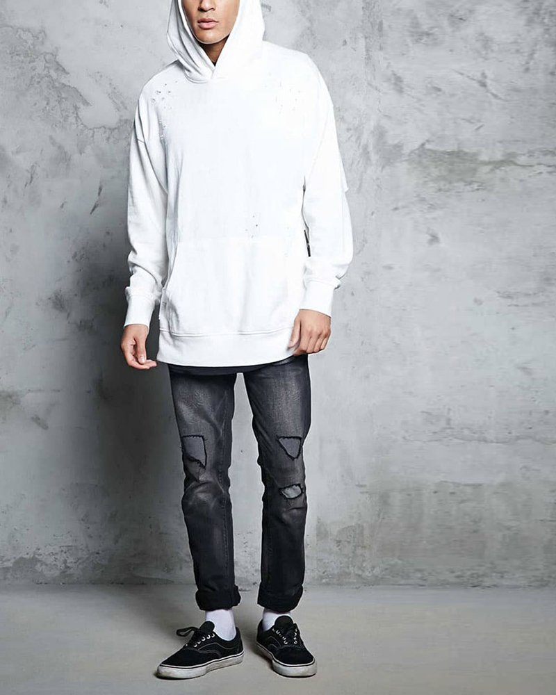 Distressed Zip Hem Hoodie - Image 3