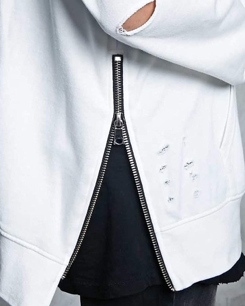 Distressed Zip Hem Hoodie - Image 5