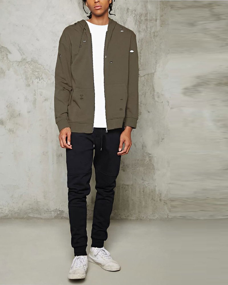 Distressed Zip Up Hoodie - Image 4