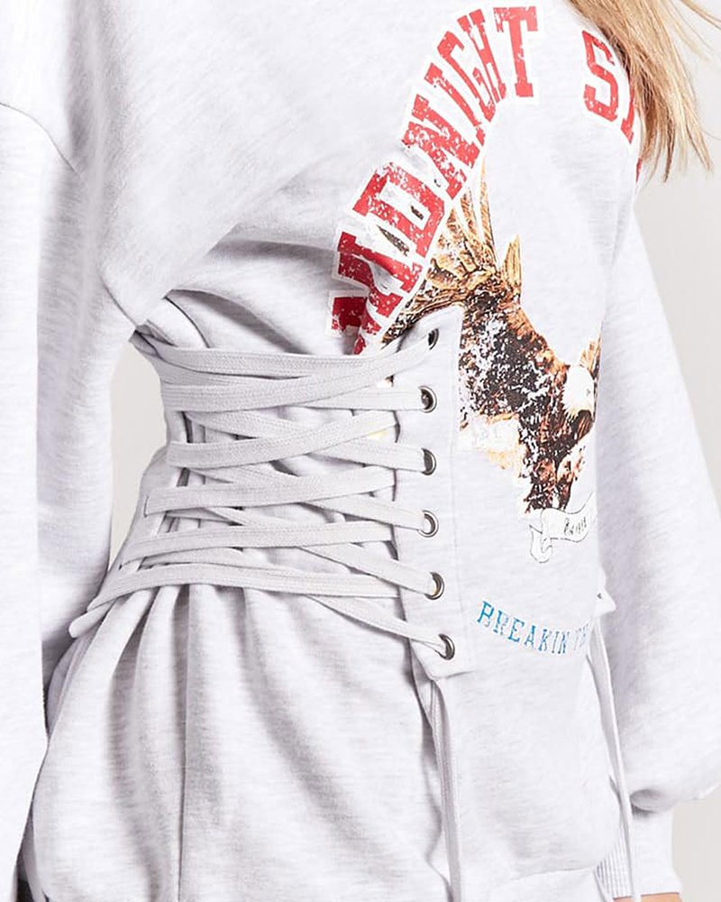 Eagle Graphic Corset Inspired Sweatshirt - Image 5