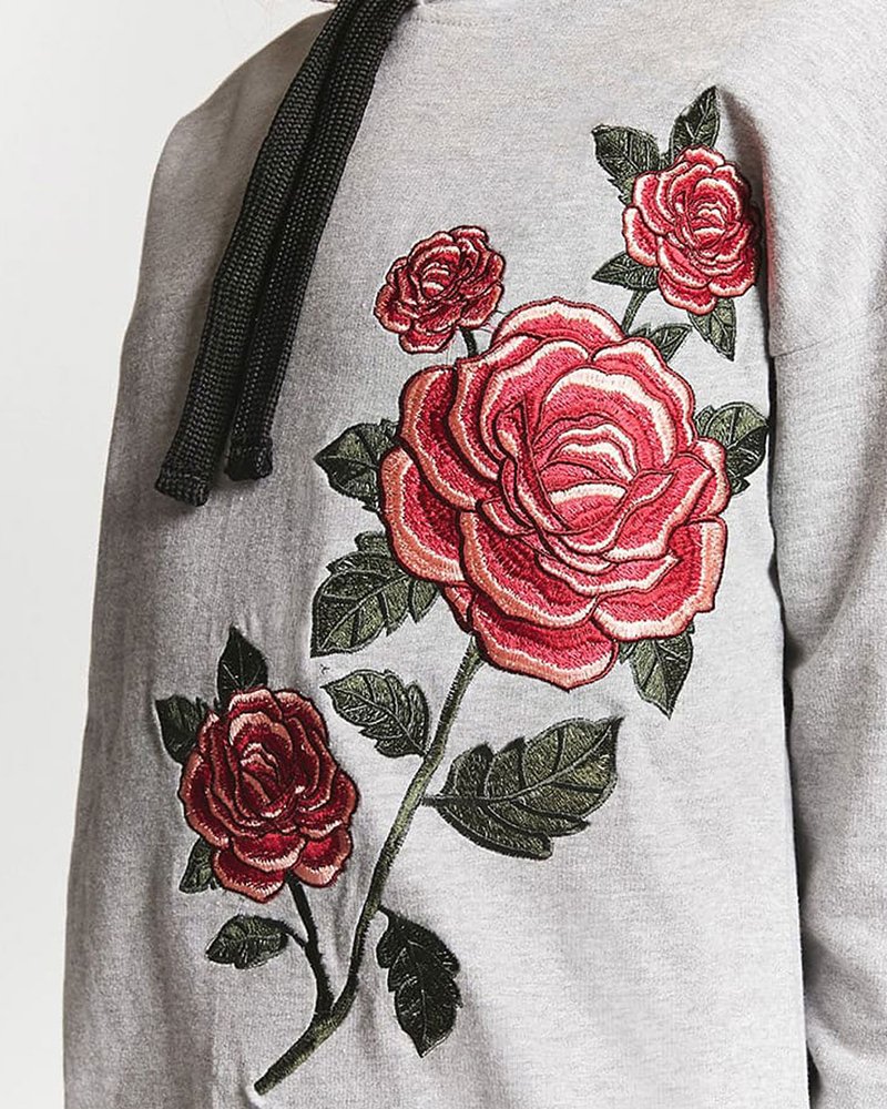 Embroidered Rose Hoodie - Image 3