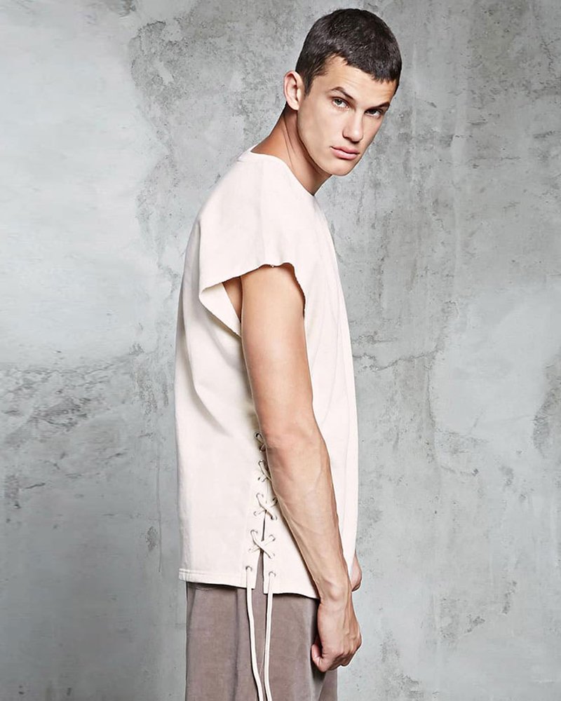 French Terry Lace Up Muscle Tee - Image 2