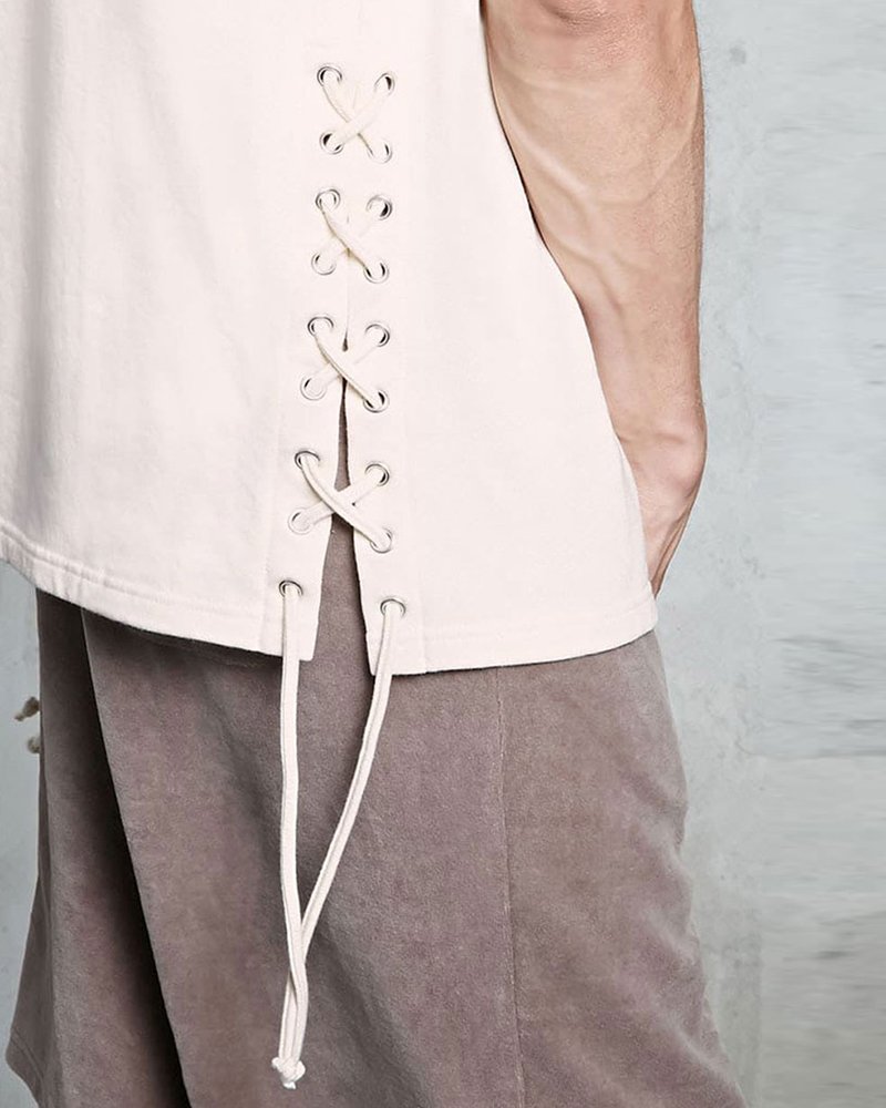 French Terry Lace Up Muscle Tee - Image 5