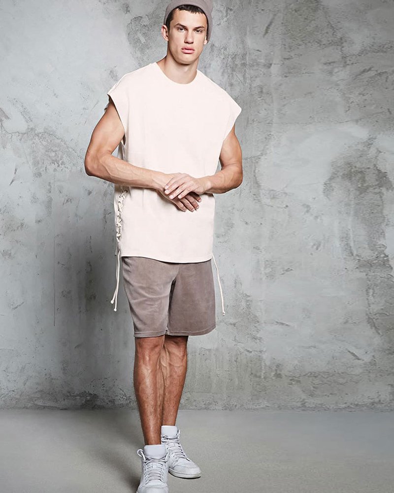 French Terry Lace Up Muscle Tee - Image 4