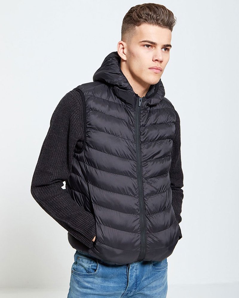MENS BLACK PUFFER GILET - Image 4
