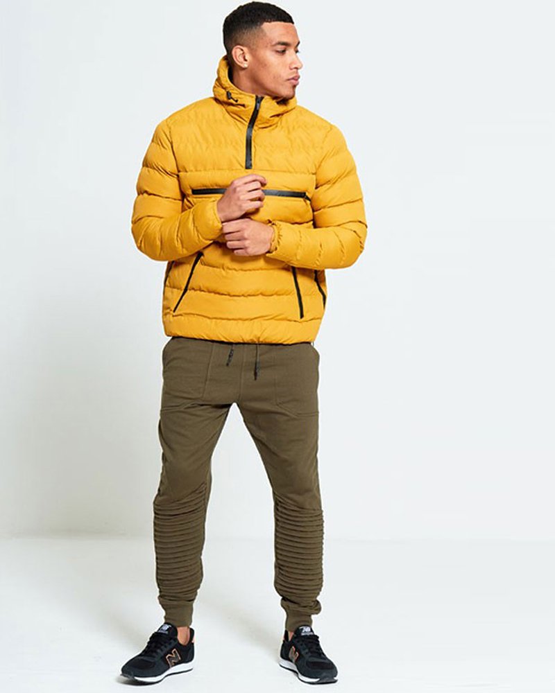 MENS PULL OVER BUBBLE COAT IN YELLOW - Image 4