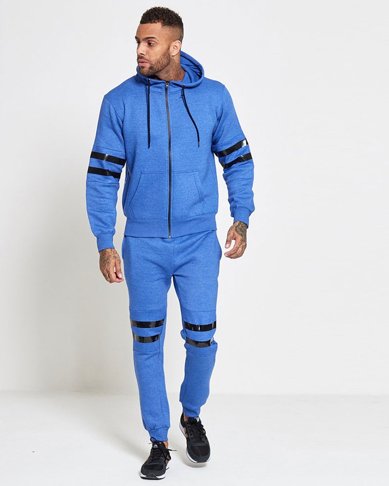 Mens Blue Stripe Lounge Wear Tracksuit - Image 4