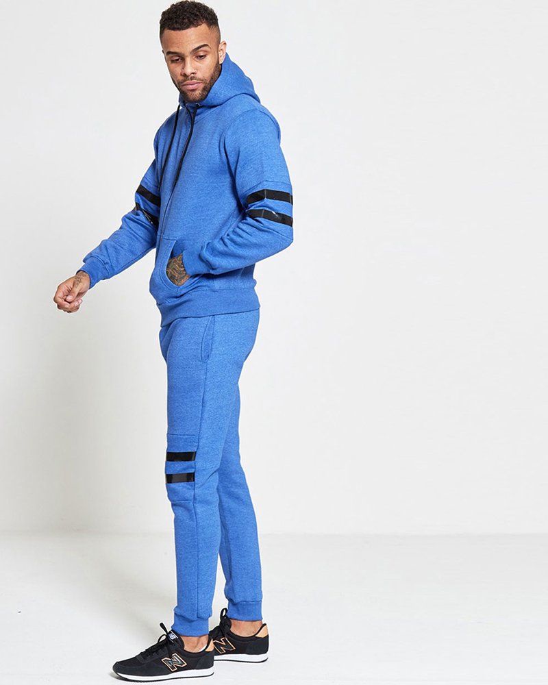 Mens Blue Stripe Lounge Wear Tracksuit - Image 3