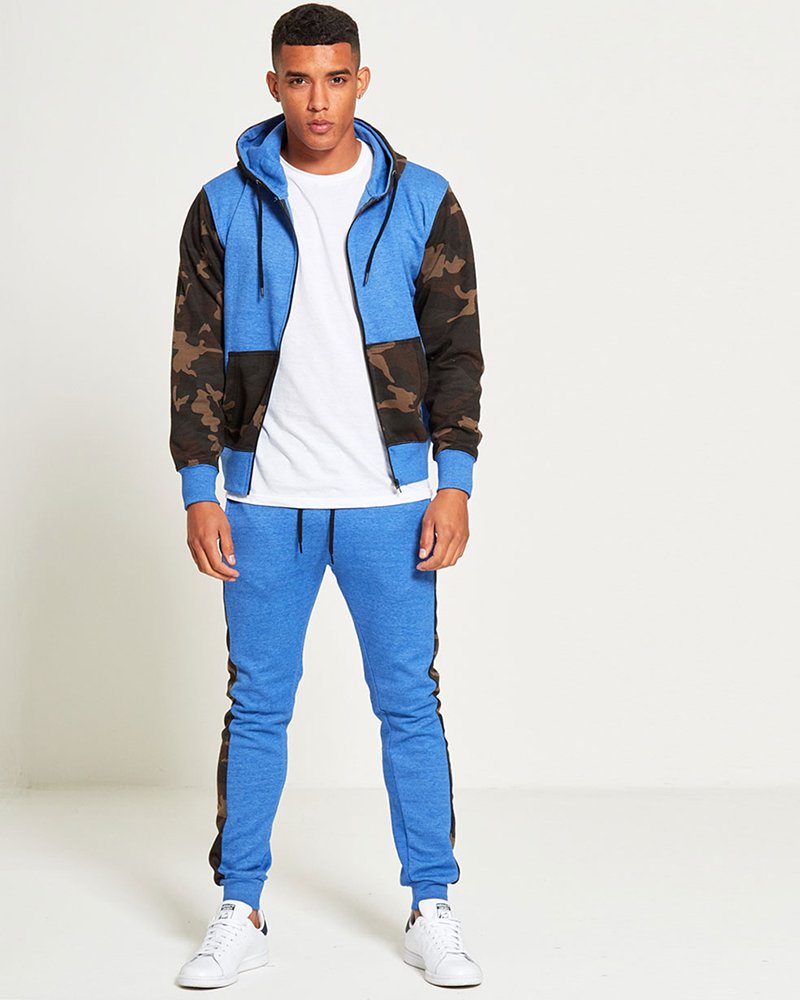 Mens Camo Contrasting Slim-Fit Tracksuit - Image 5