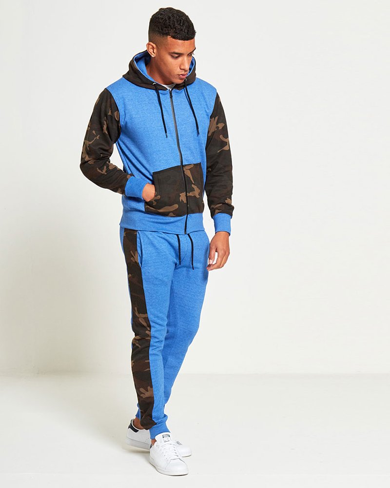 Mens Camo Contrasting Slim-Fit Tracksuit - Image 4