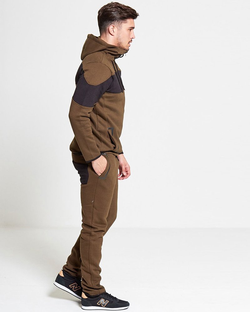 Mens Green Panel Slim Fit Tracksuit - Image 3