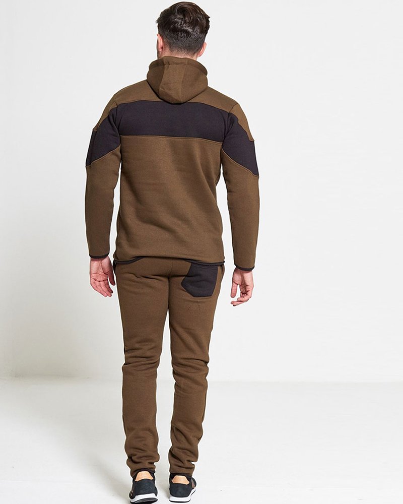 Mens Green Panel Slim Fit Tracksuit - Image 2