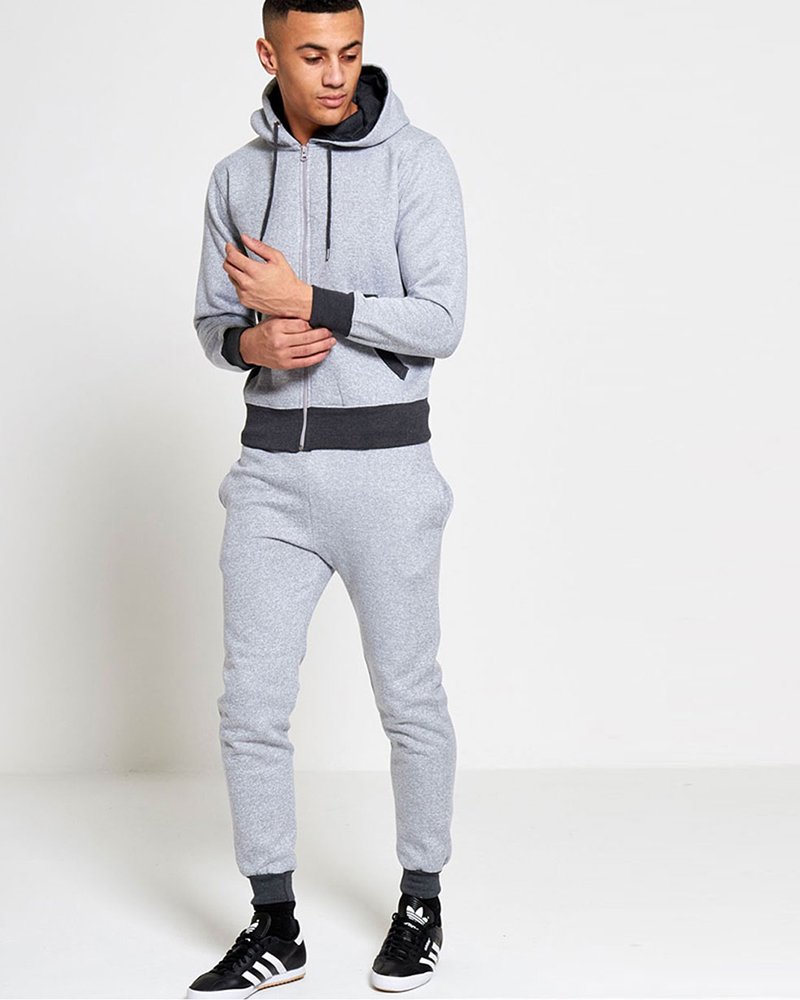 Mens Marl Fleece Zip Through Tracksuit - Image 6