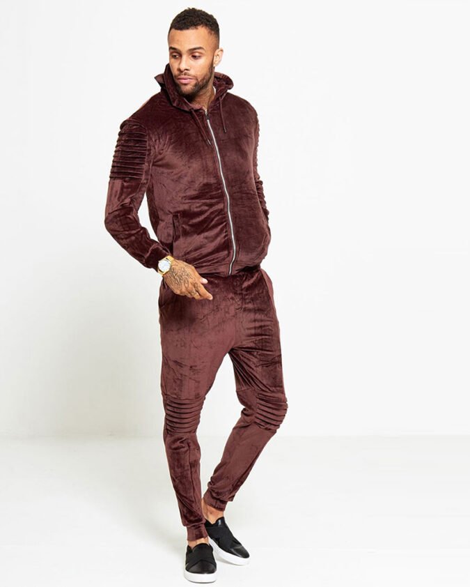 Mens-Slim-Fit-Brown-Velvet-Tracksuit-R1-19063