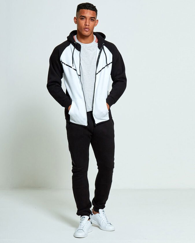 Mens-Slim-Fit-Ribbon-Panel-Tracksuit-Black-And-White-R1-19066