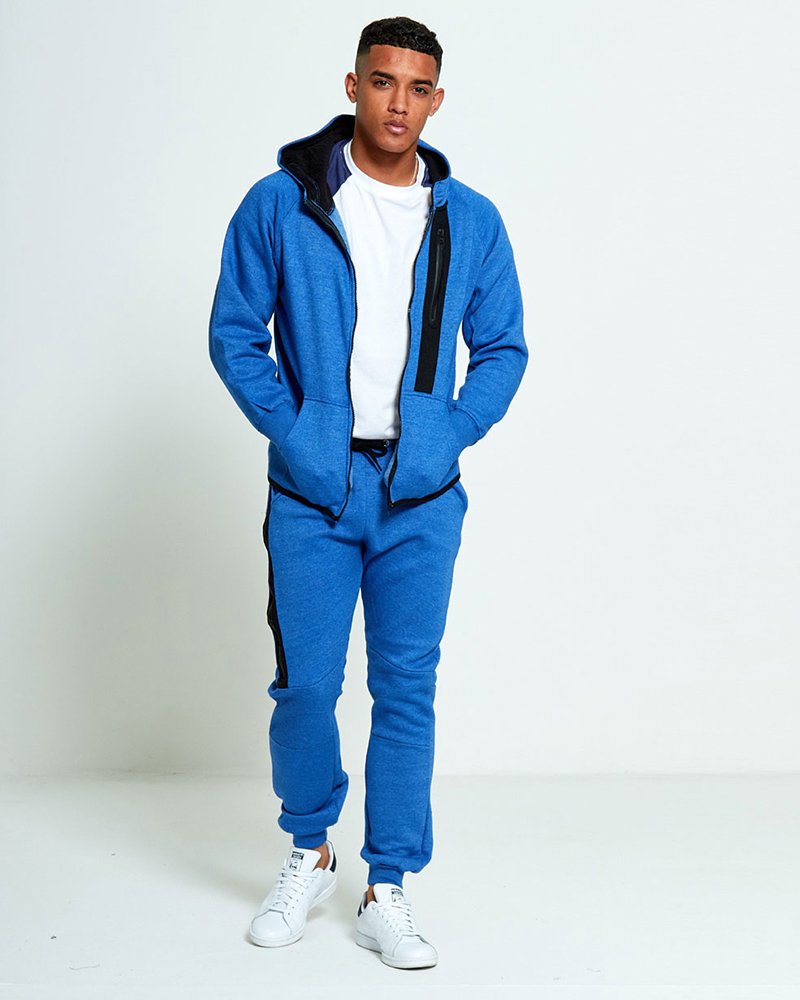 Mens Zip Detail Fleece Hooded Tracksuit - Image 6