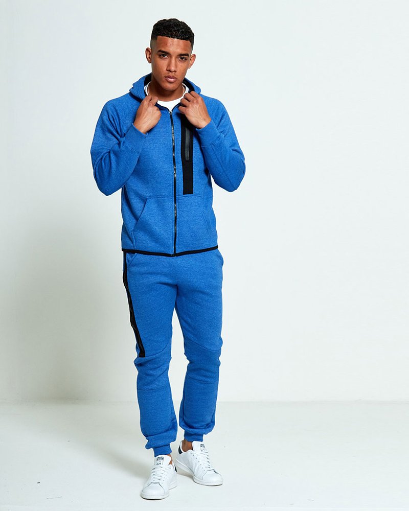 Mens Zip Detail Fleece Hooded Tracksuit - Image 5