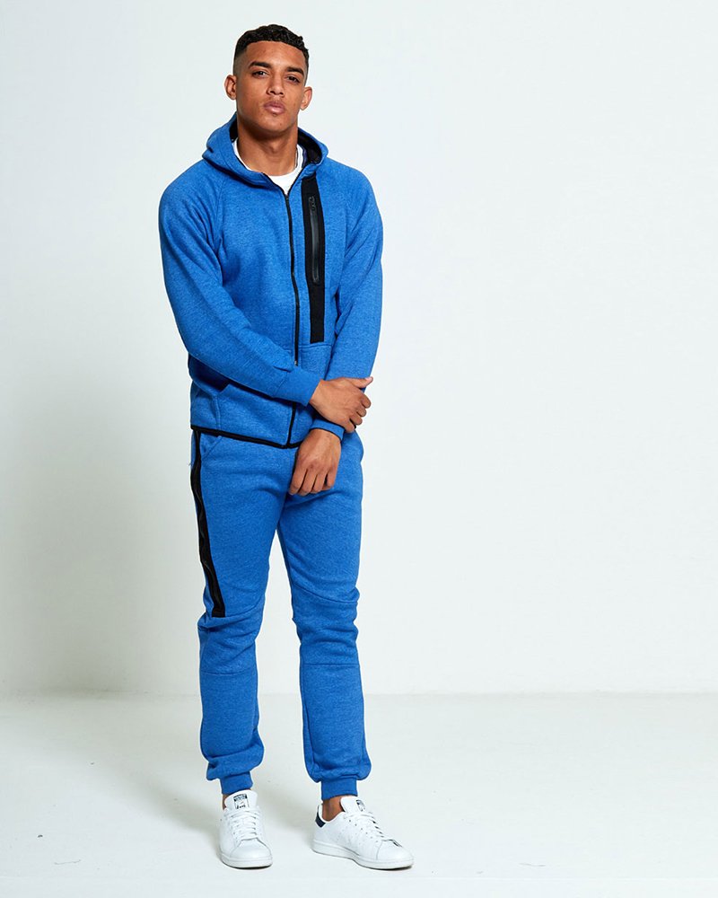 Mens Zip Detail Fleece Hooded Tracksuit - Image 4