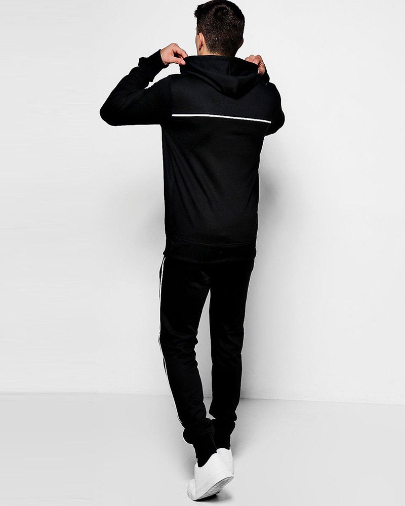 Over The Head Hooded Tracksuit With Piping - Image 2