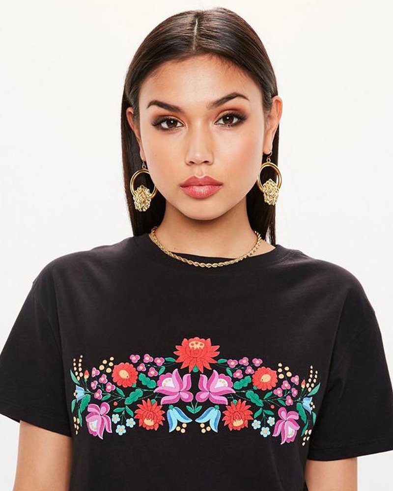 black floral print t-shirt dress - Image 3