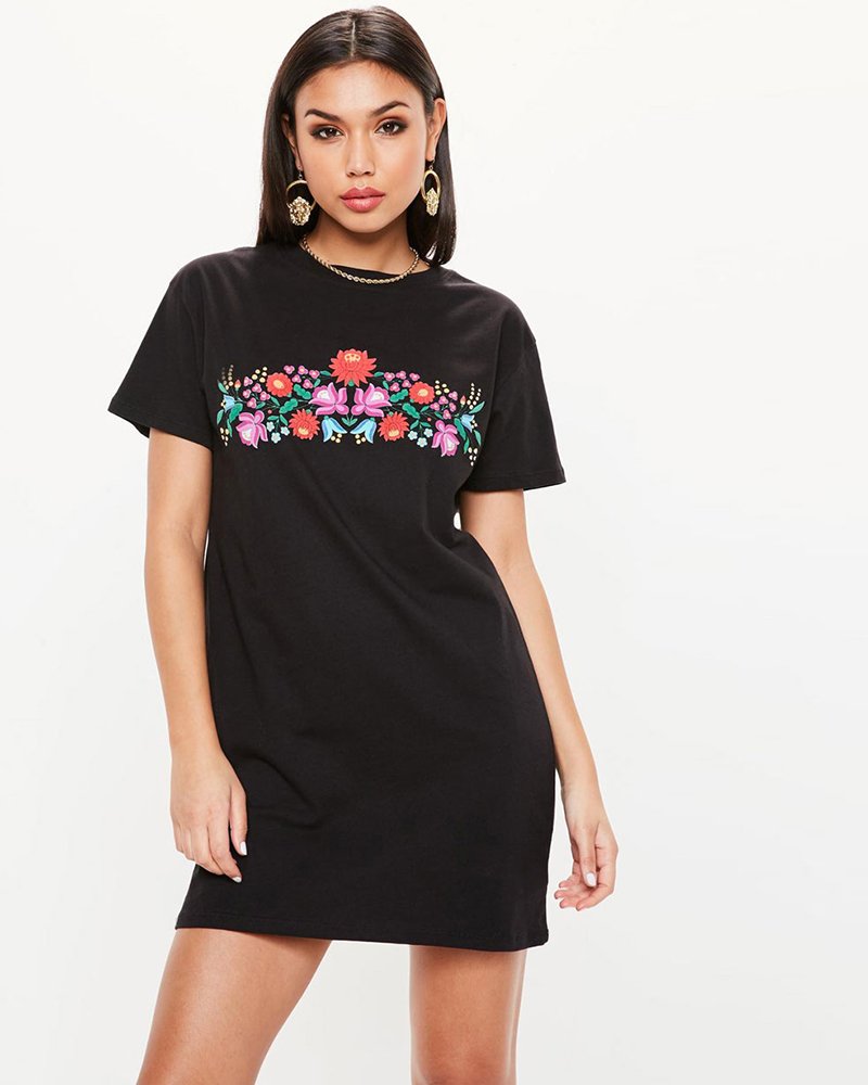 black-floral-print-t-shirt-dress-R1-16125