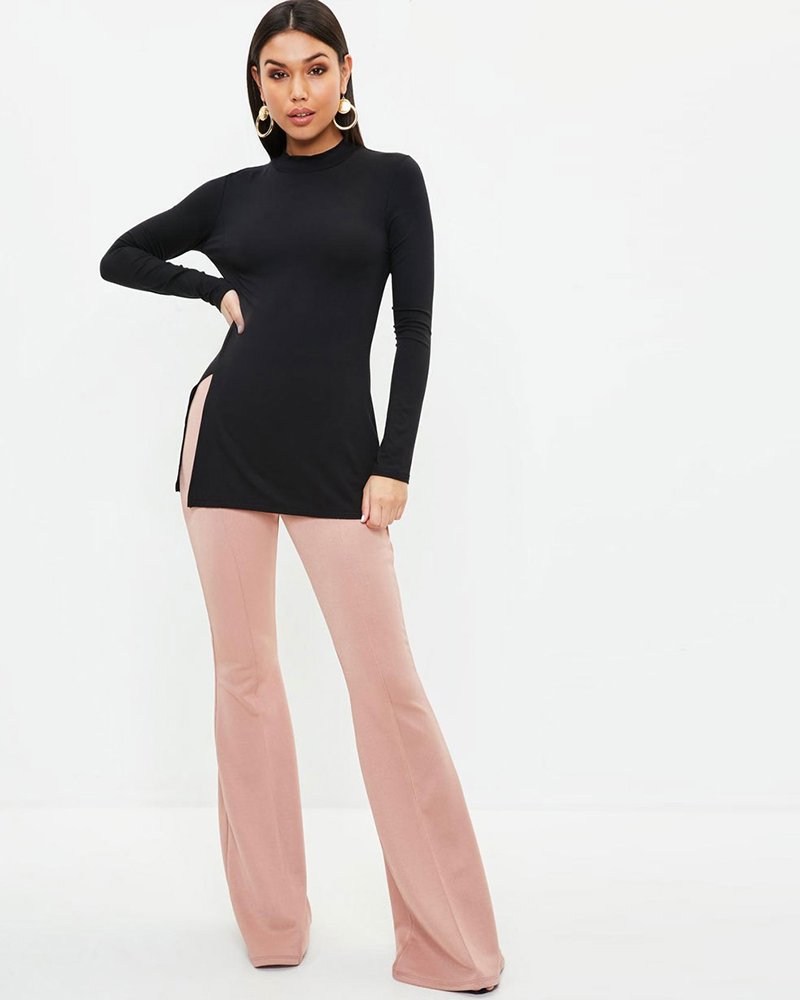 black high neck split front tunic - Image 4