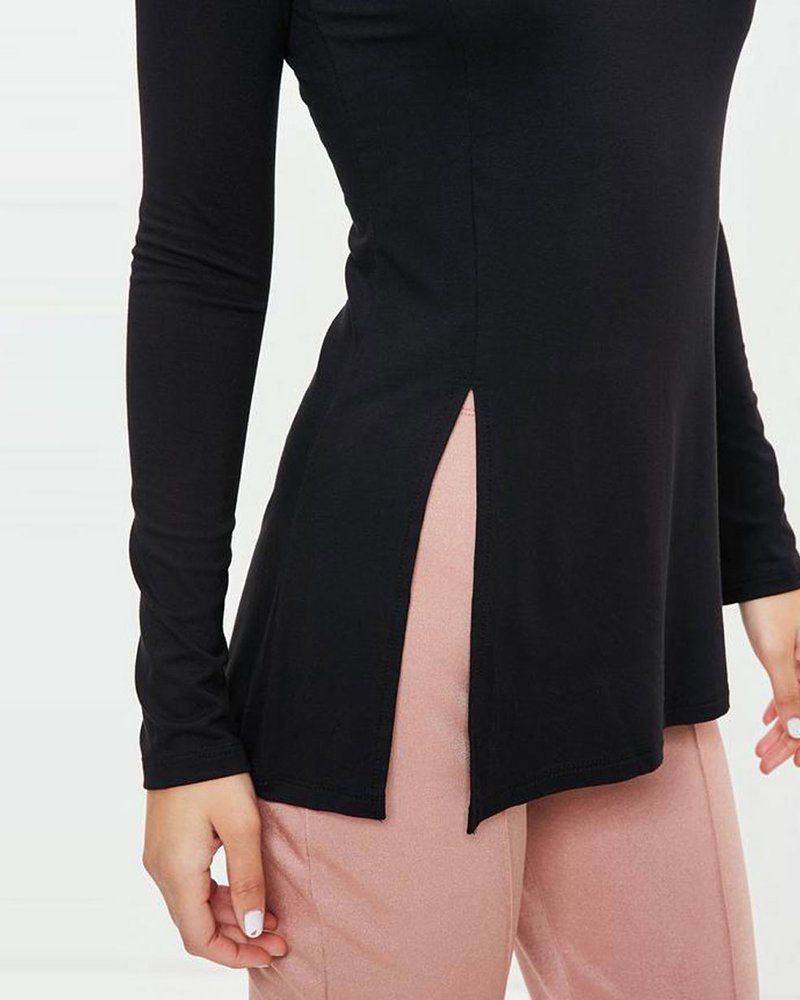 black high neck split front tunic - Image 3